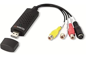 Technaxx Allemagne Vidéocapture Carte de Capture USB Convertir Hi8 VHS en DVD numérique pour PC Windows, Adaptateur de convertisseur de numérisation Audio vidéo TX-20