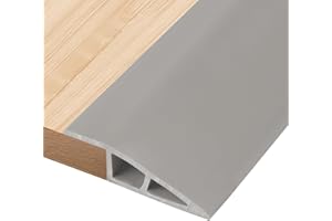 ZAYEJOD Rampa autoadhesiva de goma de PVC de 1,2 m para silla de ruedas, reductor de umbral, tira de transición de umbral de puerta, molduras de umbral para puertas, alfombras, bordes de azulejos (1 cm, gris)