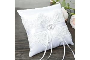 VINIFREDY Wedding Ring Pillow 15X15cm Wedding Ring Cushion Vintage Wedding Decoration Wedding Engagement Ring Box Decoration Valentine Day Ring Cushion Ring Bearer Carier