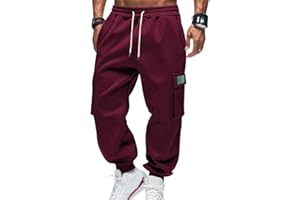 OLIPHEE Pantalon Jogging Homme Pantalon Cargo Survetement Homme Polaire Hiver Bas de Jogging Cargo Sweatpants Taille Elastique avec Cordon de Serrage et Poches Casual Sportswear