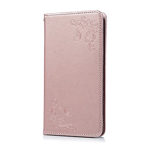S8 Hülle Badalink Schutzhülle Leder PU+TPU Handyhülle Gemalt Blume Schmetterling Rosegold Handytasche Wallet Case Ständer Magnet-Schloss Cover Flipcase Hergestellt für Samsung Galaxy S8 - 4