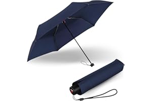 Knirps C.050 Regenschirm Navy mit Schirmtasche I Kleiner Handöffner Taschenschirm I Windstabil & Leicht I Mini