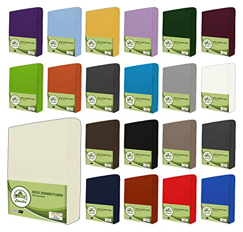 leevitex enfants, Drap Housse Jersey Drap Housse 100% coton dans de nombreuses tailles et couleurs marques qualité Öko-Tex Standard 100 | 70 x 140 cm - Crème/naturel