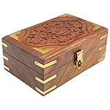 ITOS365 Handmade Wooden Jewellery Box for Women Jewel Organizer Hand Carved Carvings Gift Items, 6 x 4 inches