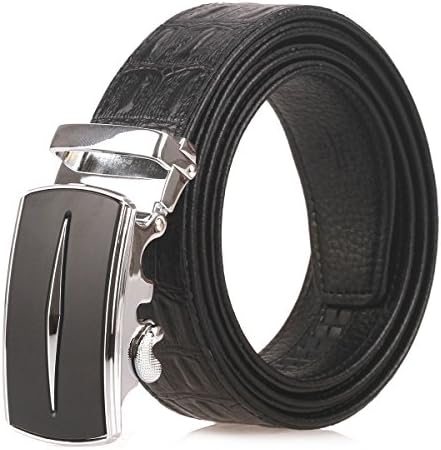 Men 's Ratchet Leather Belt（A-D05） (waistline:39"~42", A-D05-Black)