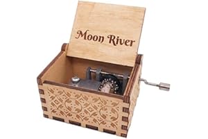 Nostalgish Music Boxes Hand Crank Wooden Musical Boxes Music Box - Unique Gift (Wood, Moon River)