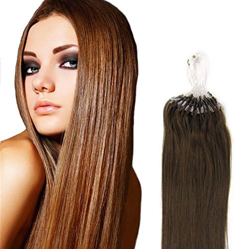 Yotty 100% Remy Human Hair Extensions Micro Ring Loop Bead Tipped Hair 1g/s (18''100Gram100S, Chocolate Brown)