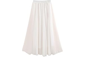 GOTHDEN Golden Service Falda Mujer Elástica Plisada Básica Falda Larga Mujer Maxi Bohemia Playa Vacaciones Gasa con Talla Grande Cintura Elástica