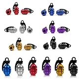 Fownovo Pack of 12 Grenade-Shaped Dust Caps for Tyre Valve - Assortment of 6 Colours