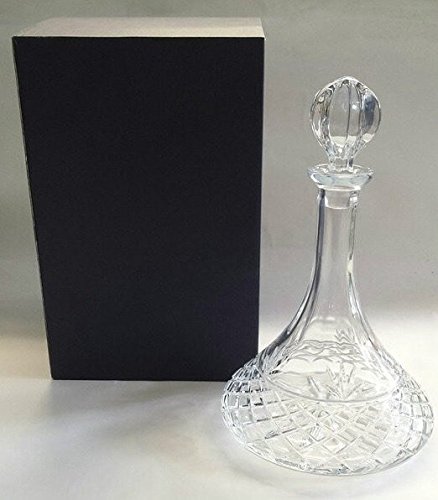 Bohemia Crystalite Cut Ships Decanter in Blue Gift Box