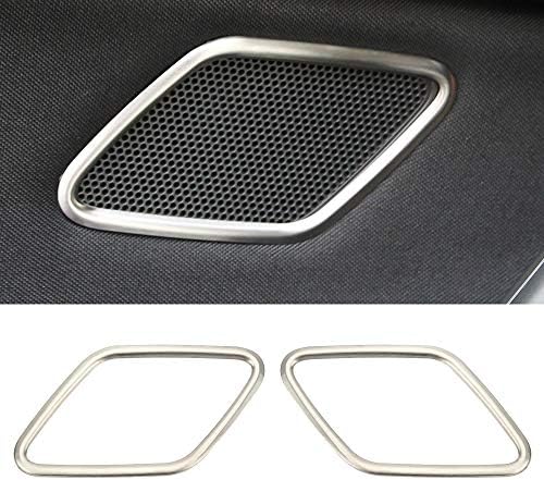 SENZEAL 2x Door Sound Speaker Cover Trim Stainless Steel Car Rear Audio Speakers Decal Decorative Interior Car Styling Accessories for VW Golf MK7