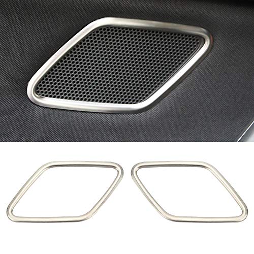 SENZEAL 2x Door Sound Speaker Cover Trim Stainless Steel Car Rear Audio Speakers Decal Decorative Interior Car Styling Accessories for VW Golf MK7