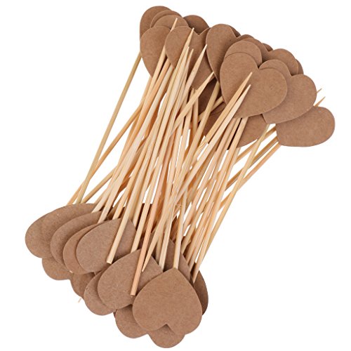 MagiDeal Kraftpapier Herz Cupcake Picks Zahnstocher Partei Kuchen Cocktail Dekor, 50 Stück/Set - 4