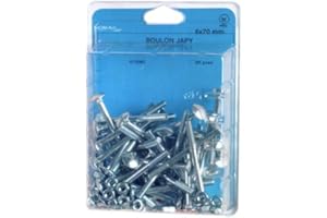 D-Work - Blister de 25 boulons tête ronde collet carré TRCC 6 x 70 mm - Zingué - BTRCC0607002CP25