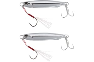 YINETTECH 2 Señuelos de Pesca de 40 G de Metal Fundido con Anzuelos Triples para Caballa Bacalao Lubina Pesca en Agua Dulce Cromado