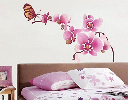 Wandsticker Orchidee mit Schmetterling B x H: 60cm x 57cm von Klebefieber®