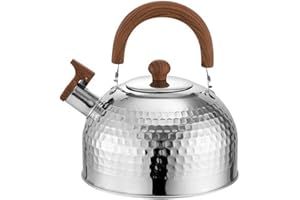 CASILER 2 Litri di tè tè in Acciaio Inossidabile Fischietto tè Bollitore per Stufa Tima di Grado Alimentare con Manico in Legno per Il Latte tè caffè