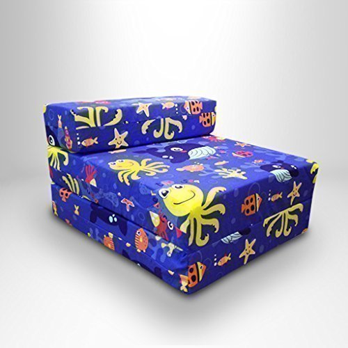 Childrens Single Fold Out Z Bed Chair Aqua Time