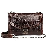 Damen Umhängetasche Vintage Umhängetaschen Crossbody Schultertasche Kunstleder Handtasche Braun