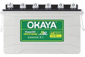 OKAYA PowerON OPSJT14048 110Ah Super Jumbo Tubular Advanced Battery for Home, Office & Shops Robust & Compact Design Extra Backup (XBD Technology) 48 Months Total Warranty