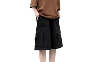 LINSENNIA Bermuda Cargo Pantaloncini Donna Larghi Lunghezza Ginocchio Cotone Vita Alta Shorts Estivi Harajuku