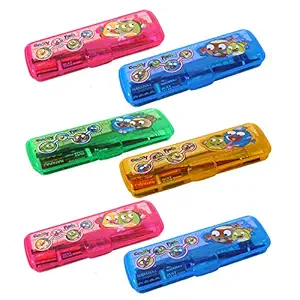 LUCID...We Build Relations Pencil Case Set( Pack of 6) for School Use with Branded Stationery for Return Gift Purpose with Complementary Gift Wrap,Plastic,Multicolor
