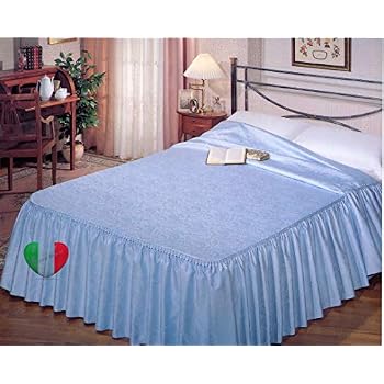 Copriletto Trapuntato Matrimoniale Giada Con Volant - In Raso Jacquard, Colore Tortora - 10