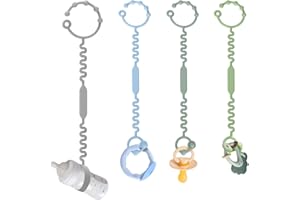 4 Stück Kinderwagenkette Sicherheitsgurte, Suofuolef BPA-frei 1 Stück Cup Catcher + 3 Stück Sicherheitsgurte für Kinderwagen Babytrage/Wippe Hochstuhl Autositz