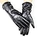 Produktbild CCMOO 2018 weibliche Lederhandschuhe Mode locker Stil 30 cm lange Samt Futter Herbst und Winter warme Frau Schaffell Handschuhe-schwarz, 8 1/2 Geschenke