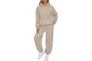 Placitiume Women's Long Sleeve Sweatsuits Sets Sweatshirts with Joggers Sweatpants 2 Piece Outfits