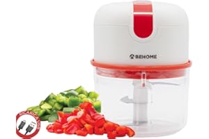 BEHOME Picadora Eléctrica Recargable USB, Mini Picador Electrico de Alimentos pequeño con Cable Capacidad 250 ml, Cuchillas Acero Inoxidable, para Frutas, Carne, Vegetal, Ajo