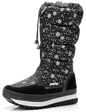 Sibba Schneestiefel Kniestiefel wasserdichte Stiefel gefütterte mit rutschfester Sohle