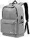 Produktbild Schulrucksack,College Student Laptop Rucksäcke für Mädchen Jungen,Travel Water Resistant Canvas Rucksack Taschen mit USB-Ladeanschluss,Unisex Casual University Daypack Passt 15,6" Notebook,Grau