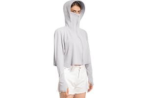 Locachy Veste de protection solaire UPF 50+ légère à fermeture éclair pour femme avec masque facial