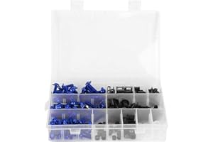TOMOTATO Kit de Pernos de Carenado de Motocicleta Universal de 223 Piezas, Sujetadores de Tornillos de Parabrisas de Motocicleta M5 M6, Kit de Surtido de Tornillos de Arandelas y Tuercas(Blue)