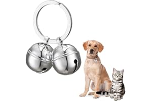 WISESURF 1 Set Loud Dog Cat Collar Bells, Metal Pet Tracker Bell Small Dog Collars Brass Bells with Split Ring, Silver Anti-Lost Training Bell Pendants for Pet Necklace Collar Decoration and Potty Training