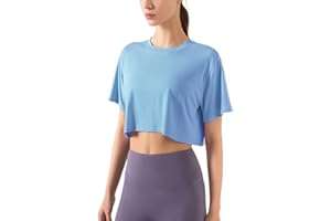 HANYOMO Mujer Aptitud física Ejercicio Blusas Cortas Manga Corta Yoga Camisetas Atlético Correr Camisetas Deportivas