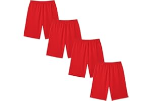 WinZero Girls Cycling Shorts Girl's Cotton Over Knee Half Length School PE Dance Summer Shorts for Kids 5-12 Years 4 Pack