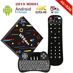 [2018 Newest 4G 32G TV Box with Backlit Keyboard] EstgoSZ TV Box H96 Max H2 RK3328 4K Android 7.1 Smart TV Box Support 2.4G/5G Dual Wifi/100M Lan/BT 4.0/3D/H265 Gift Box