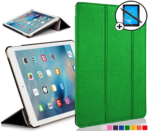 Forefront Cases® Neue Leder Hülle / Tasche / Case / Cover für Apple iPad Air 2 / 2nd Generation (Oktober 2014) - Rundum-Geräteschutz und intelligente Auto-Sleep-Wake-Funktion mit 3-JAHRES-GARANTIE VON FOREFRONT CASES - inkl. Eingabestift und Displayschutz