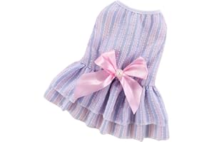 Barrageon Hunde Kleid Süß Prinzessin Rock Kleidung Welpe Katze Für Kleine Haustier Mittelgroße Sommerkleidung Bowknot Hundekatze (Rosa Blau-2XL)