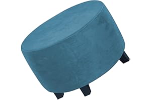 GUNDAN Footstool Cover Round Stretch Ottoman Cover, Velvet Removable Large Stretch Pouffe Cover Anti-Slip Foot Stool Slipcovers With Elastic Bottom, Machine Washable (Color : A5, Size : 76-104CM)
