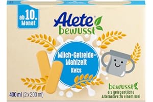 ‎ALETE Alete bewusst Milch-Getreide-Mahlzeit Keks, ab dem 10. Monat (Die Verpackung kann variieren)