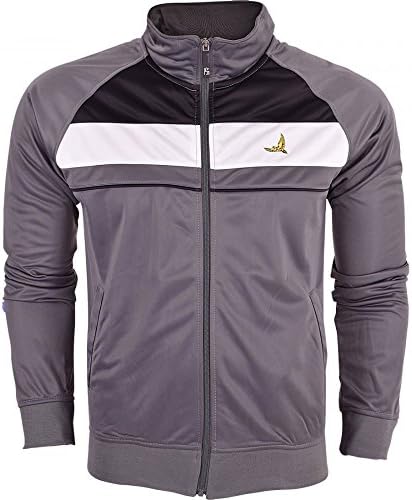 Mens D Rock Designer Zip Through Tricot Jacket Zip Up Collared Fashion Track Top X Large Grey
