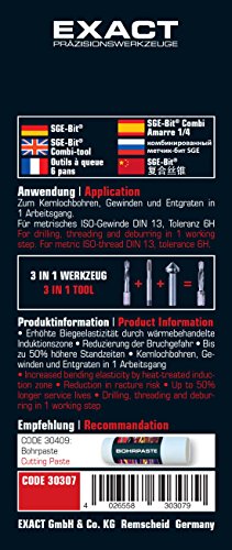 Exact 30307 Kombigewindebohrerbitsatz M4/M5/M6 HSS (patentierte ROTAPLUS ® Induktionszone reduziert Bruchgefahr) - 2