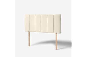 hm bedding Velvet Upholstered Headboard for Divan Beds – 20-Inch Lined Extra Padded Plush Headboard with Wooden Struts – Luxury Bedroom Furniture (Cream, Double)