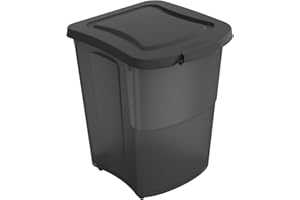 Rotho Archie Tierfutterbehälter Deckel, lebensmittelechter Kunststoff (PP) BPA-frei, schwarz transparent, 38l, (41 x 37 x 50 cm)