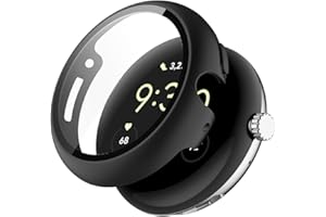 BYISYUE Etui do Google Pixel Watch 2, twarda osłona ekranu PC ze szkłem, odporna na zarysowania, przeciwpyłowa, ochronna osłona do Google Pixel Watch