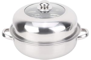 Nikou Steamer Kochpfanne Dampftopf Gemüsekorb, Edelstahlstapel und Dampftopf-Set für Kochgeschirr im Haushalt, 28 cm