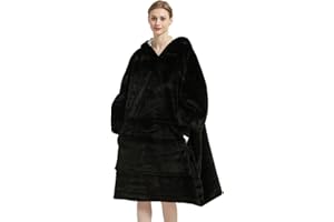 Lanqinglv TV-Decke mit Ärmeln und Fußtasche,Decke Hoodie Sweatshirt,Oversized Damen/Herren Kapuzenpullover,Flauschig Kuscheldecke Sofa Decke,Fleecedecke Teddy Cashmere Touch
